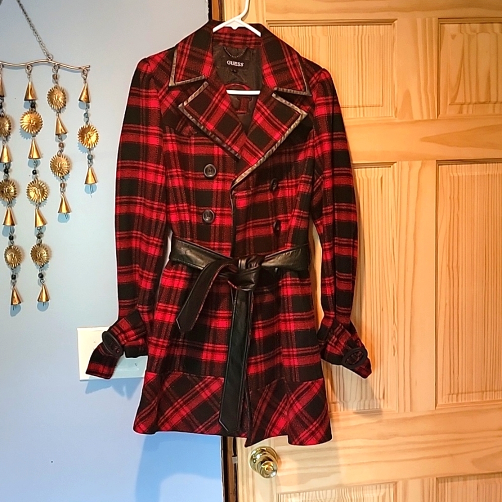 Guess plaid trench  coat
